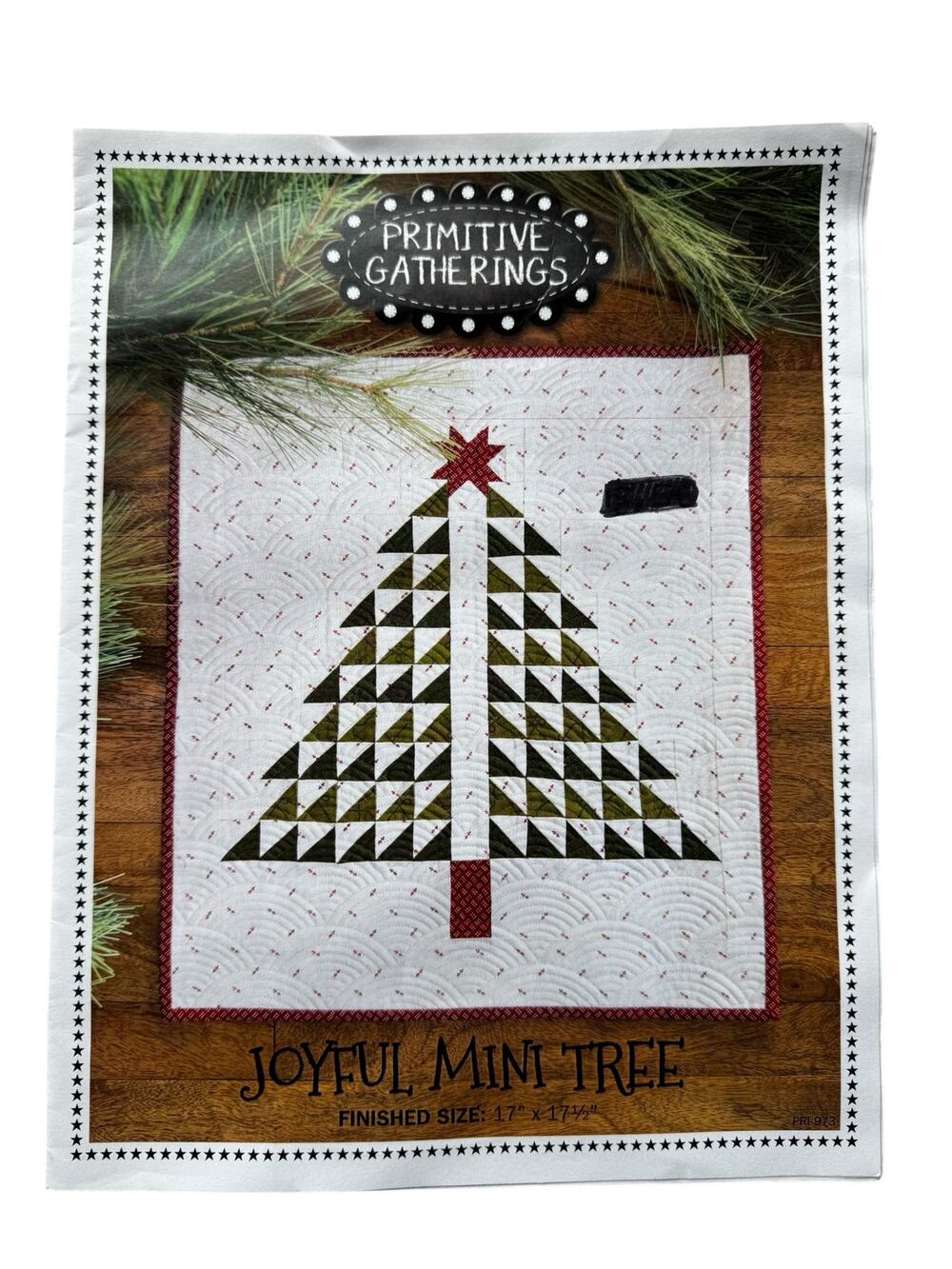 PRIMITIVE GATHERINGS Joyful Mini Tree Quilt Pattern Christmas 17x17.5”